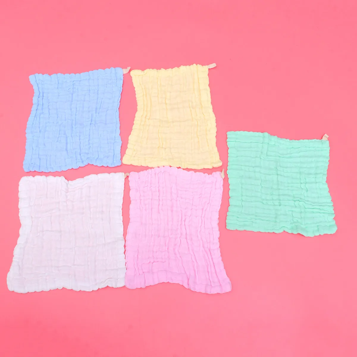 5Pcs 6-Layer Pre-Washed Gauze Cotton Baby Face Towels Soft Absorbent Quick-Dry Muslin Washcloths for Newborns Kids Bathing