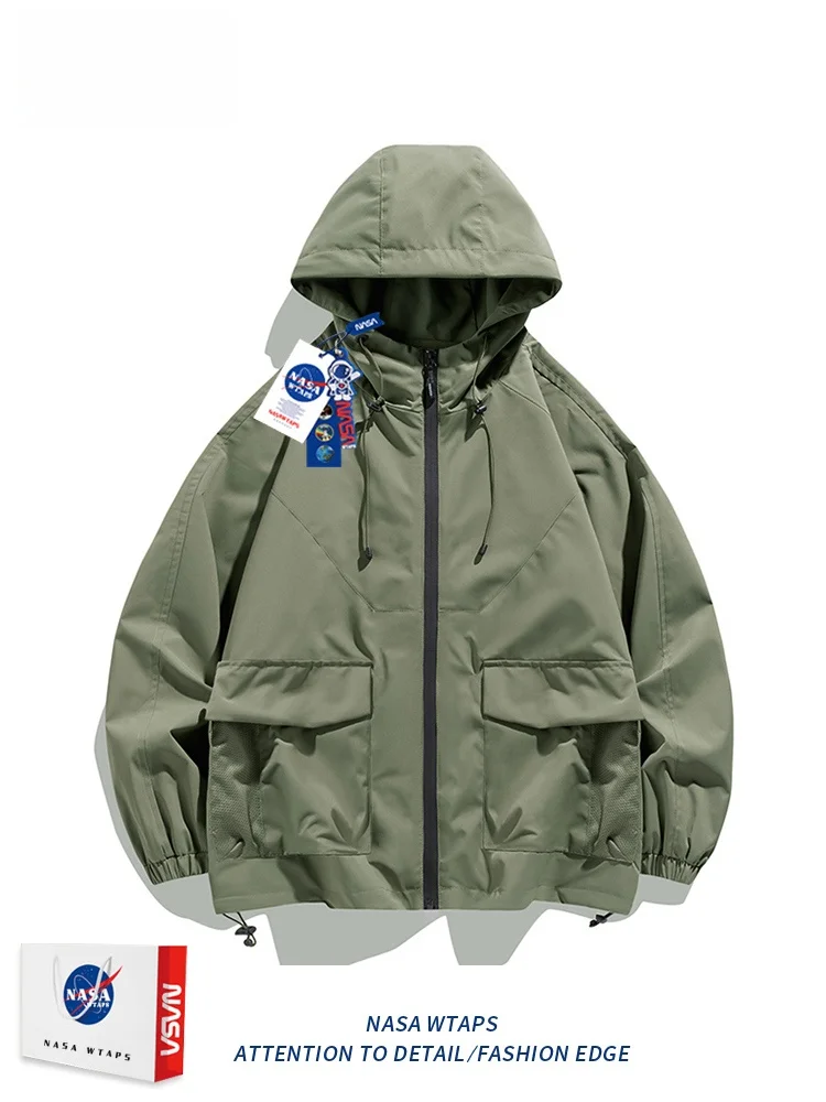 

Уличная повседневная куртка с капюшоном 2024 Весна-Осень, ветрозащитная, водонепроницаемая, из полиэстера, нейлона и композитного волокна, на молнии, для молодежи