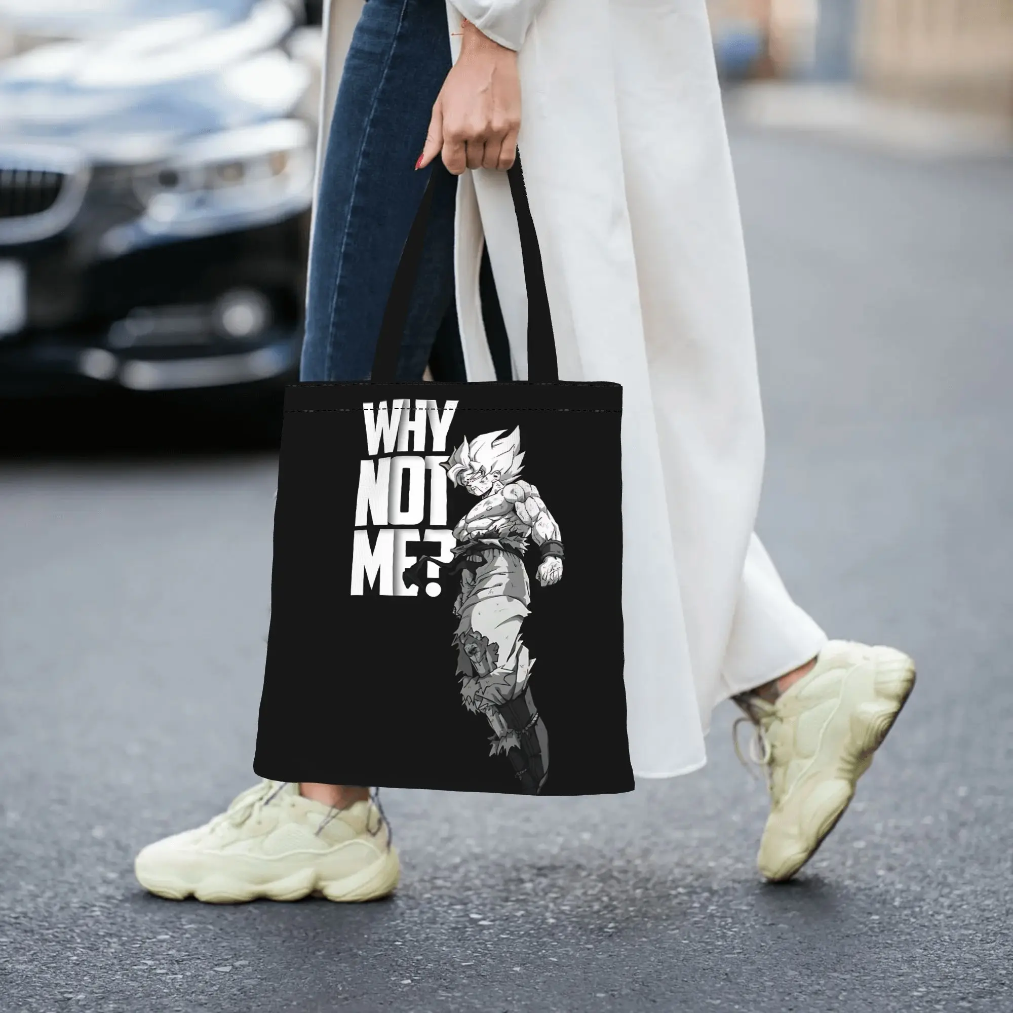 Customized Dragon Ball Z Women's Bag Shopping Bag Reusable Double Sided Canvas Tote Bag Shoulder  Handbag