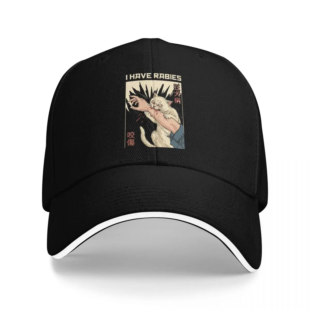 Baseball Caps I Have Rabies Cat Biting Hand Anime Graphic Female Male Outdoor Spring Caps