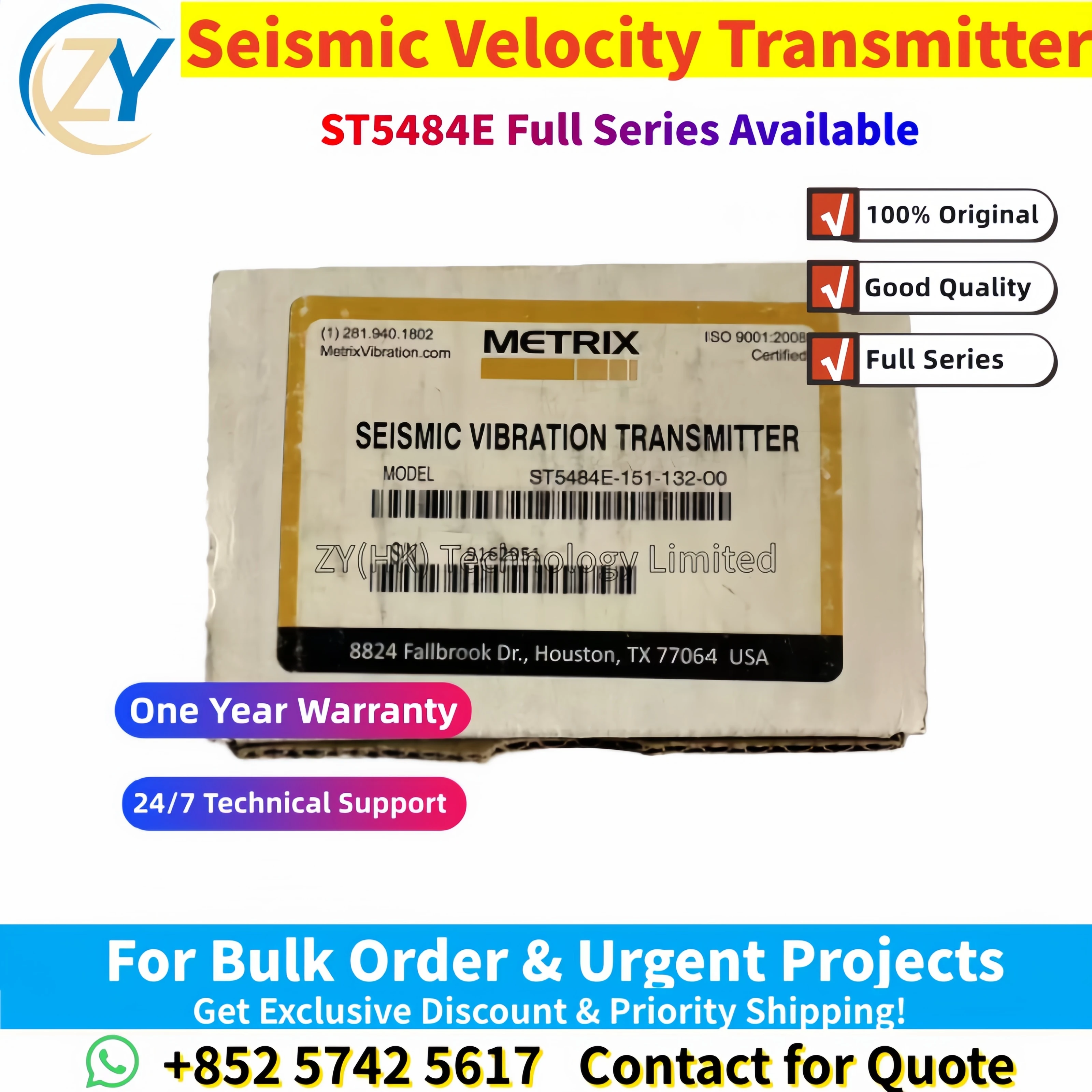 100% Original ST5484E ST5484E-121-0132-02 00 Metrix Seismic Velocity Transmitter 4-20mA Industrial Machinery Monitoring