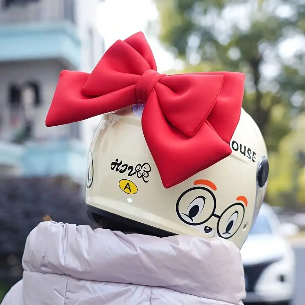 Cute Adjustable Bow Helmet Decor - Polyester Cotton Accessory for Motorcycle/Bike - Universal Fit Gift for Girls