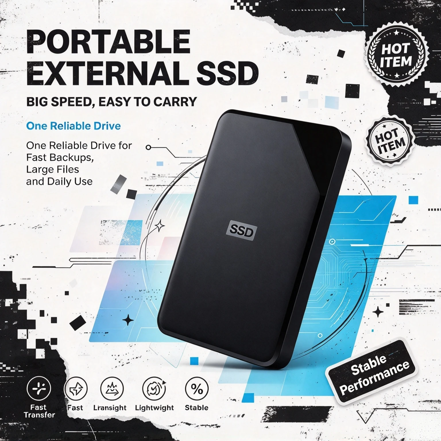 Portable SSD Drive, 4TB/2TB/500GB/1TB, Secure Encrypted Backup for PS5, Mac, PC, Laptop, Pocket-Sized, Unleash the Speed.