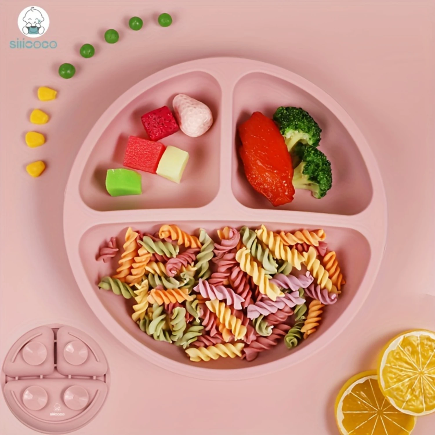 Silicone Suction Cup Dinner Plate Divider Format Learns To Eat, Food Supplement Tableware Suitable For Microwave, Dishwasher And