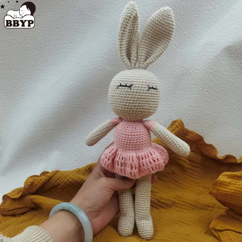 

Baby Crochet Stuffed Bunny Toys Soft Cotton Knitted Plush Rabbit Doll Mini kawaii Cuddle Doll for Newborn Early Educational Toy