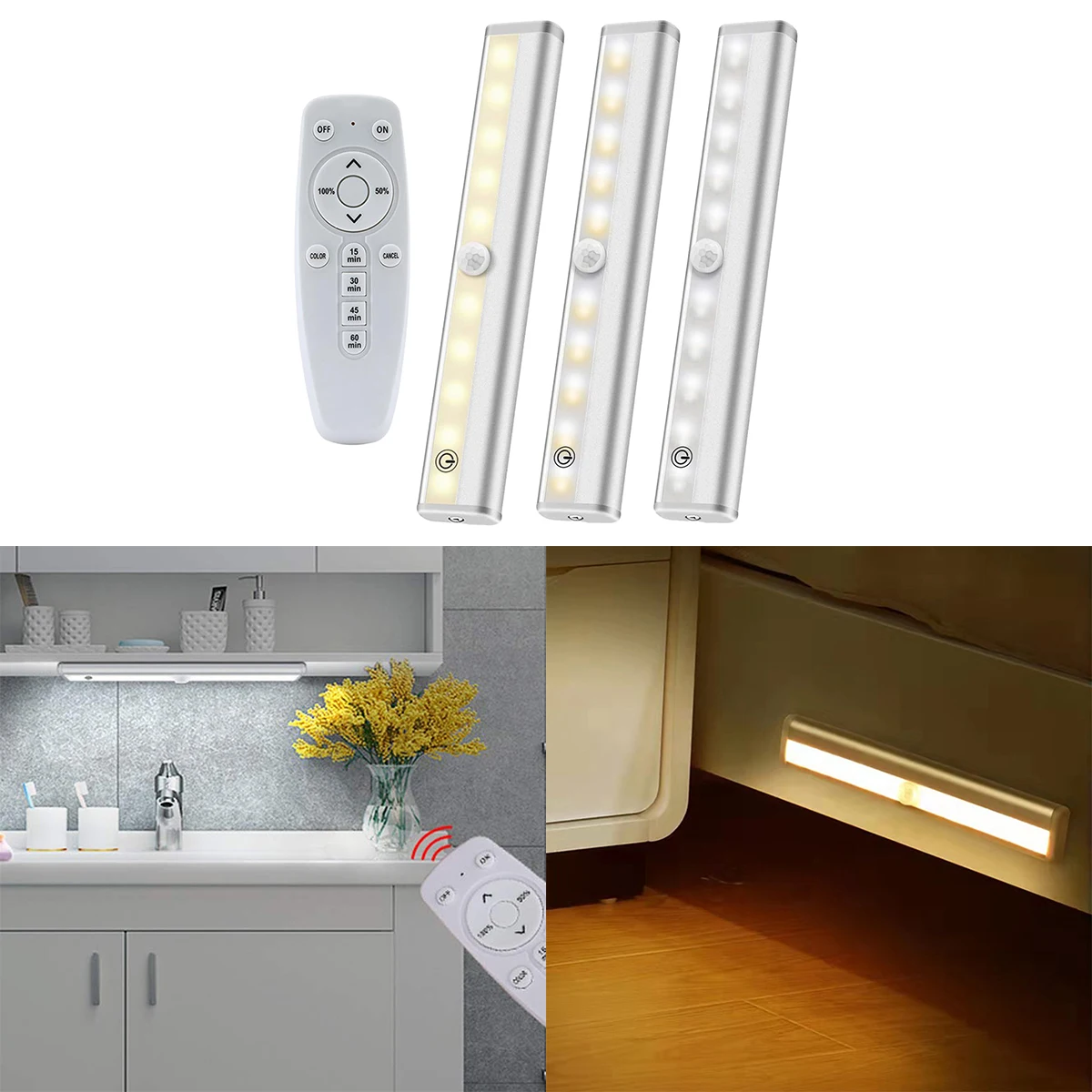 

Bedroom Cabinet Lighting Touch Night Light Wire Remote Control Brightness Adjustment Rechargeable Remote Control