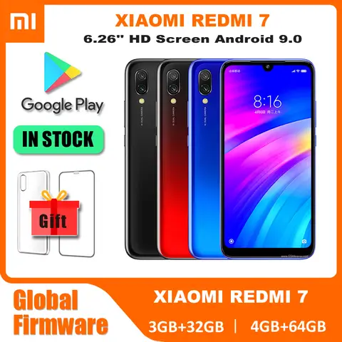 Orijinal Xiaomi Redmi 7 3GB 32GB/4GB 64GB celular googleplay parmak izi Octa çekirdekli küresel Rom 4G akıllı telefon