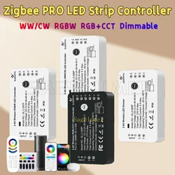 Zigbee 3.0 Smart LED Strip Controller GLEDOPTO RGBCCT Pro Compatible with Hub Tuya SmartThings App 2.4G RF Remote Control Voice