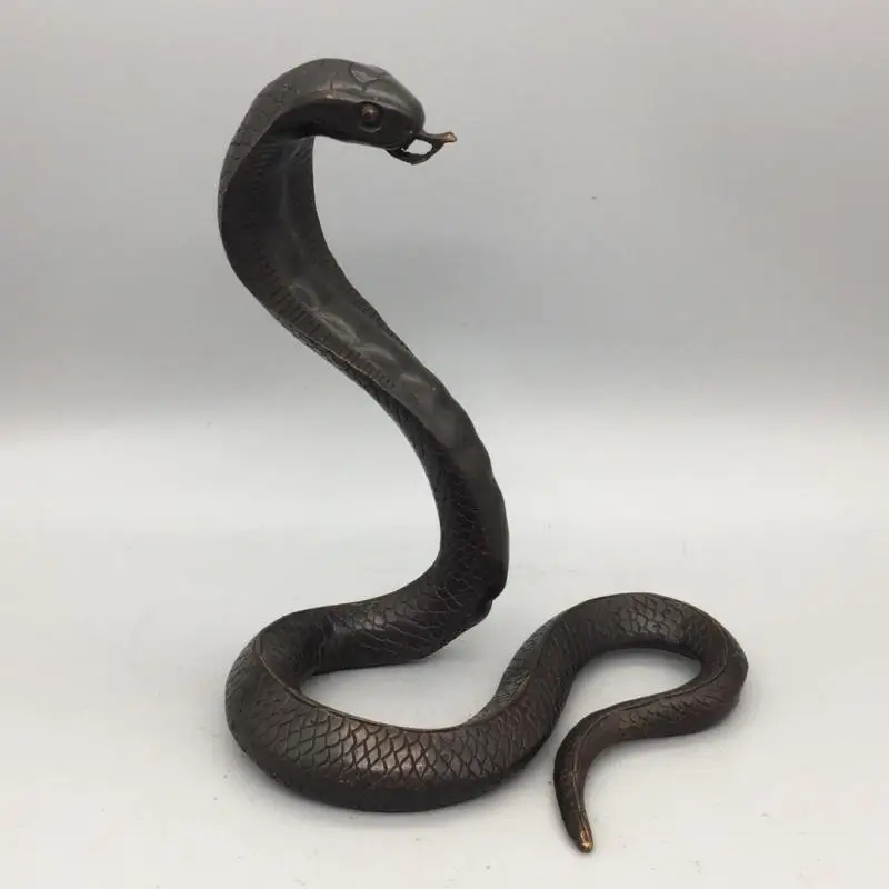 china Copper Cobra Zodiac Snake Mascot Home Decoration Gift fengshui long 19cm