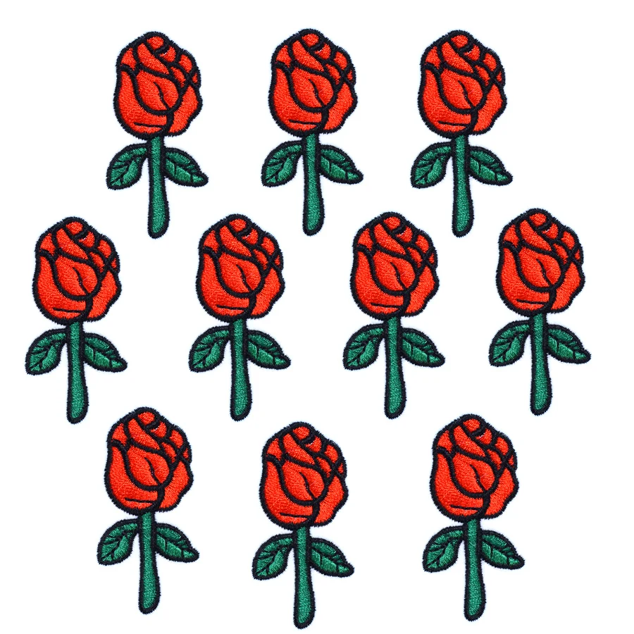 

DIY Cute Rose Patches for Clothes Iron on Applique Embroidered Patch Labels Embroidery Sew Accessories for Kid Clothes 10PCS