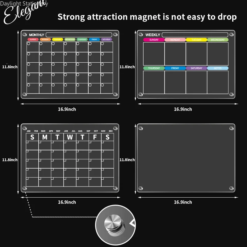 Weekly Planner Board Daily Schedule Magnetic Whiteboard Attraction Acrylic Refrigerator Dry Erase Clear Fridge Planning Kitchen