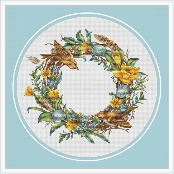 

Summer Bird garland 37-35 Embroidery,DIY 14CT Unprinted Arts Cross stitch kits Set Cross-Stitching Home Decor