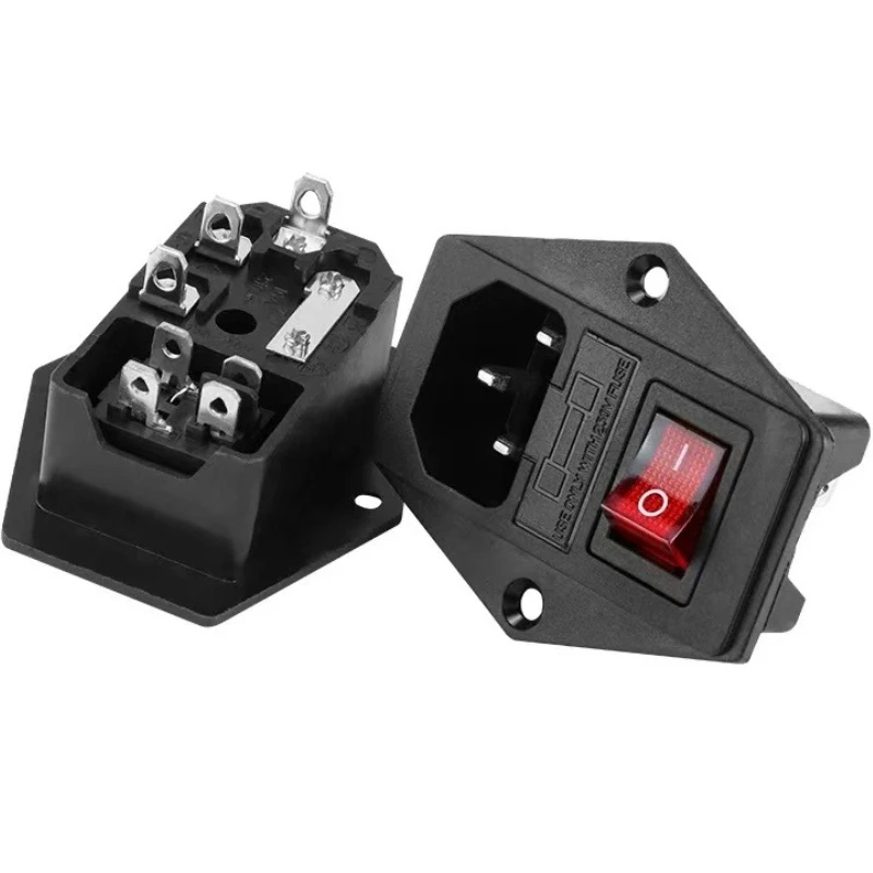 15A 10A/250V 3pin AC power socket with Power Rocker Switch Fused