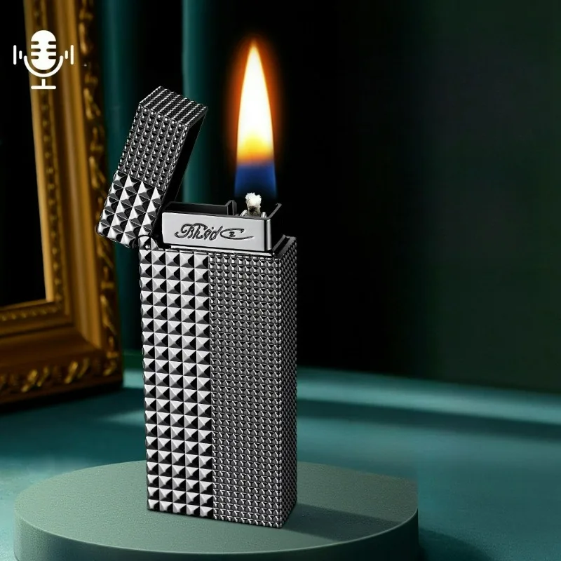 Metal Paris Nail Intelligent Voice Controlled Ignition Kerosine Lighter Visual Gas Window USB Charging Electric Lighters Smoking
