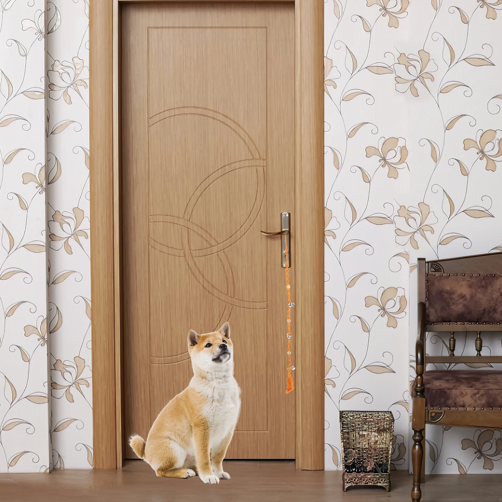 

Dog Doorbell Hand-Weaving Cotton Rope Hanging Decorative Doorbell Pet Supply Training Dog Bell Safe Dog Training Tool