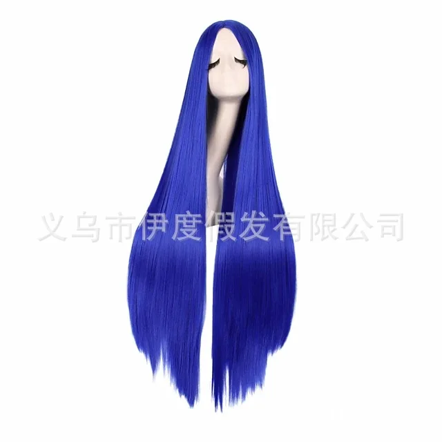 Warna Eropa dan Amerika anime 1-meter rambut lurus panjang menengah warna COS wig Halloween kinerja panggung multiwarna