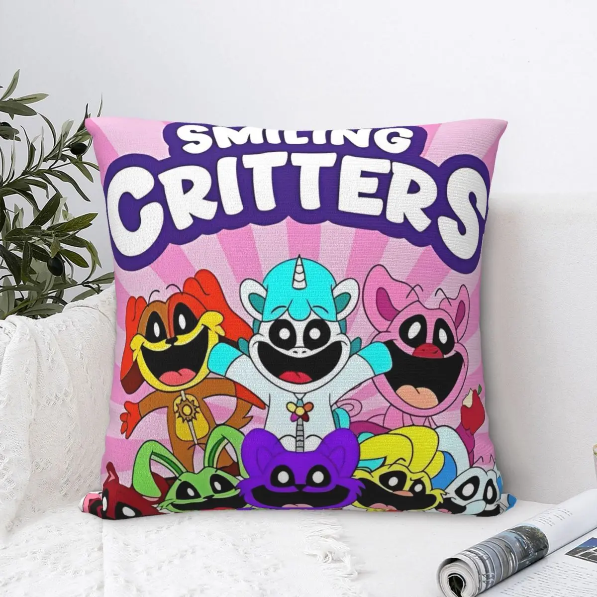 Cartoon CATNAP DOGDay Square Pillowcases Sofa Smiling Cats Cushion Cover Cute Decorative Pillowcase 45*45