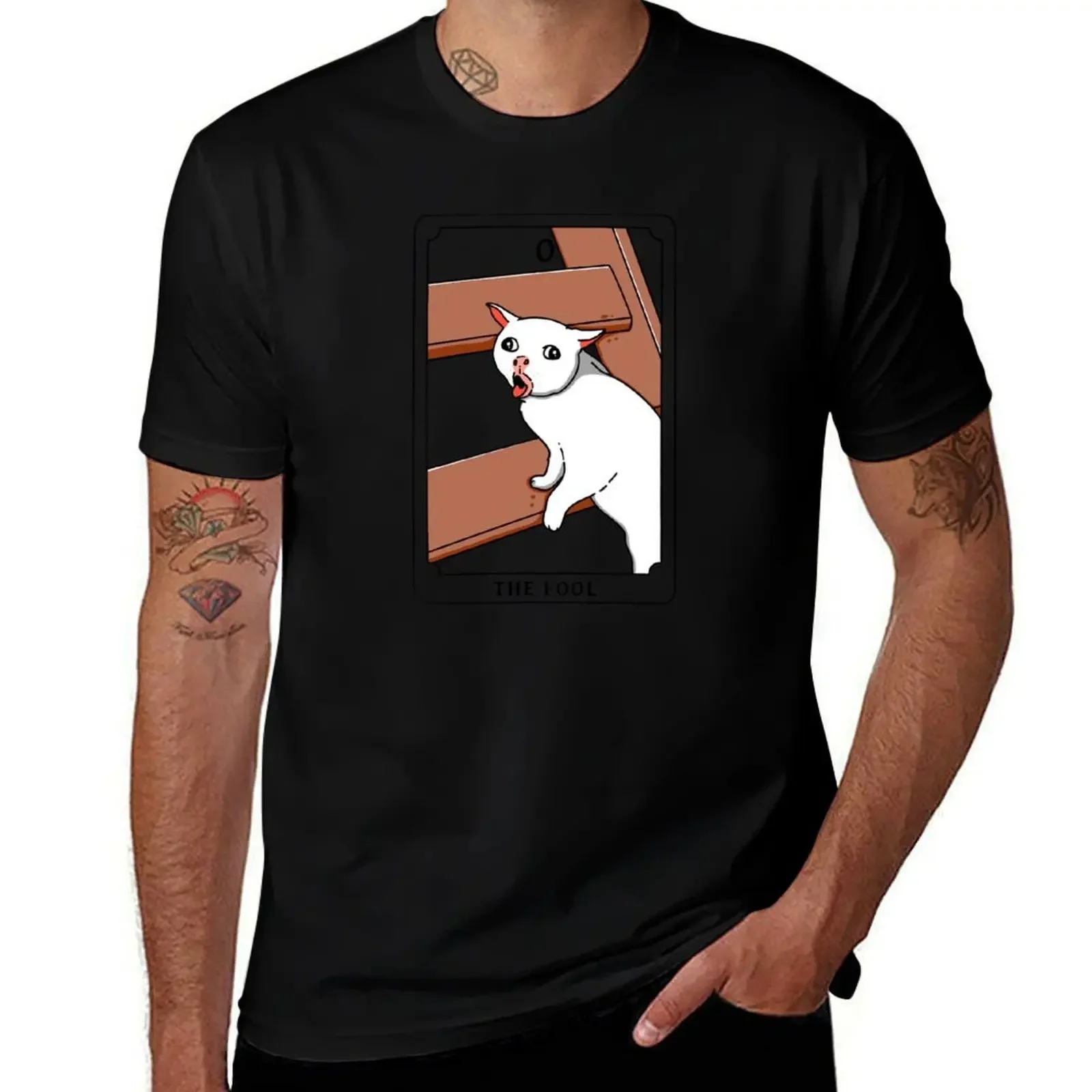 

The Fool Funny Cat T-Shirt Blouse oversized graphic tee plain mens t shirts top quality