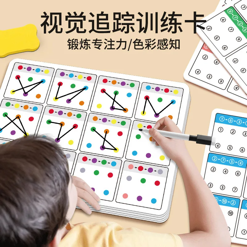 Visual Tracking Focus Training Cards – Educational Logic Puzzles for Kids, Kindergarten Brain Development Toys, Connect-the-Dots