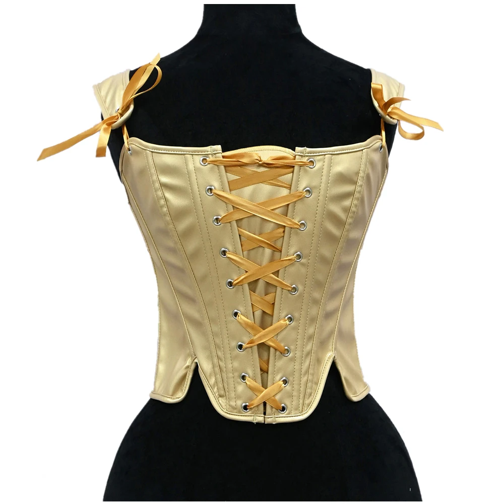 Women Silver PU Leather Corset Top Vintage Vest Female Front Lace Up Corselet Camis Punk Goth Clothing Sexy Korsett Streetwear view 6