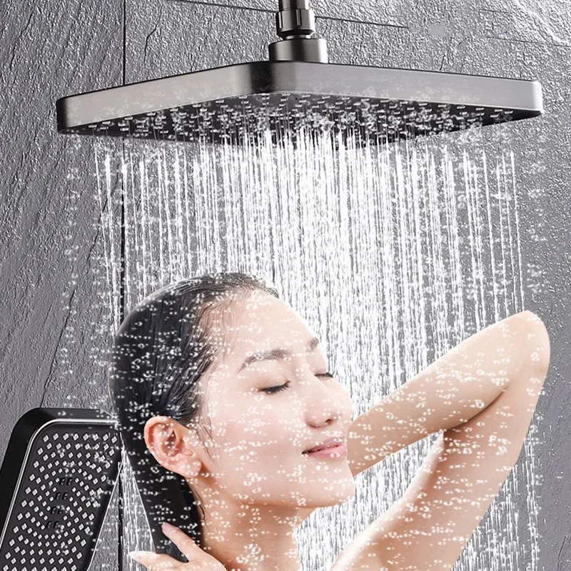 Luxury 12 Inch High Pressure Top Spray Rain Shower Head Larger Flow Supercharge Rainfall Showerhead 360° Swivel Water Saving