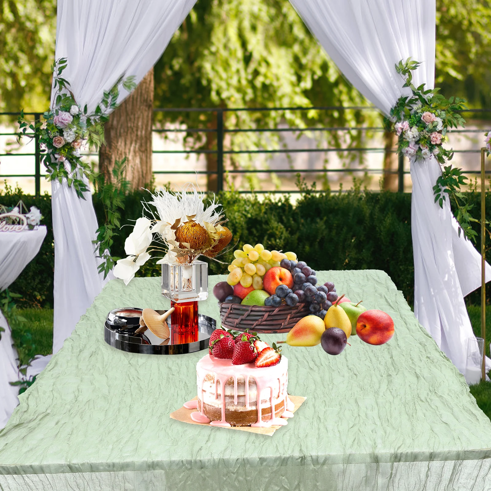 

2pcs Boho Style Table Runner Gauze Wedding Party Rustic Cloth Dining Coffee Tables Bridal Decorative Runner Cheesecloth
