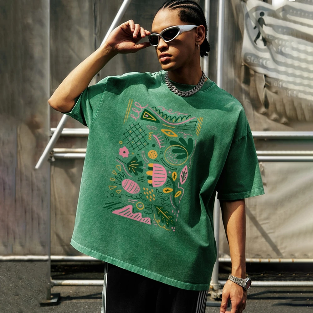 

Unisex Fit T-Shirts Hip Hop Streetwear Oversized Short Sleeves Graphic Top Overseas Export Summer Clothes Women 2024 15 Colors