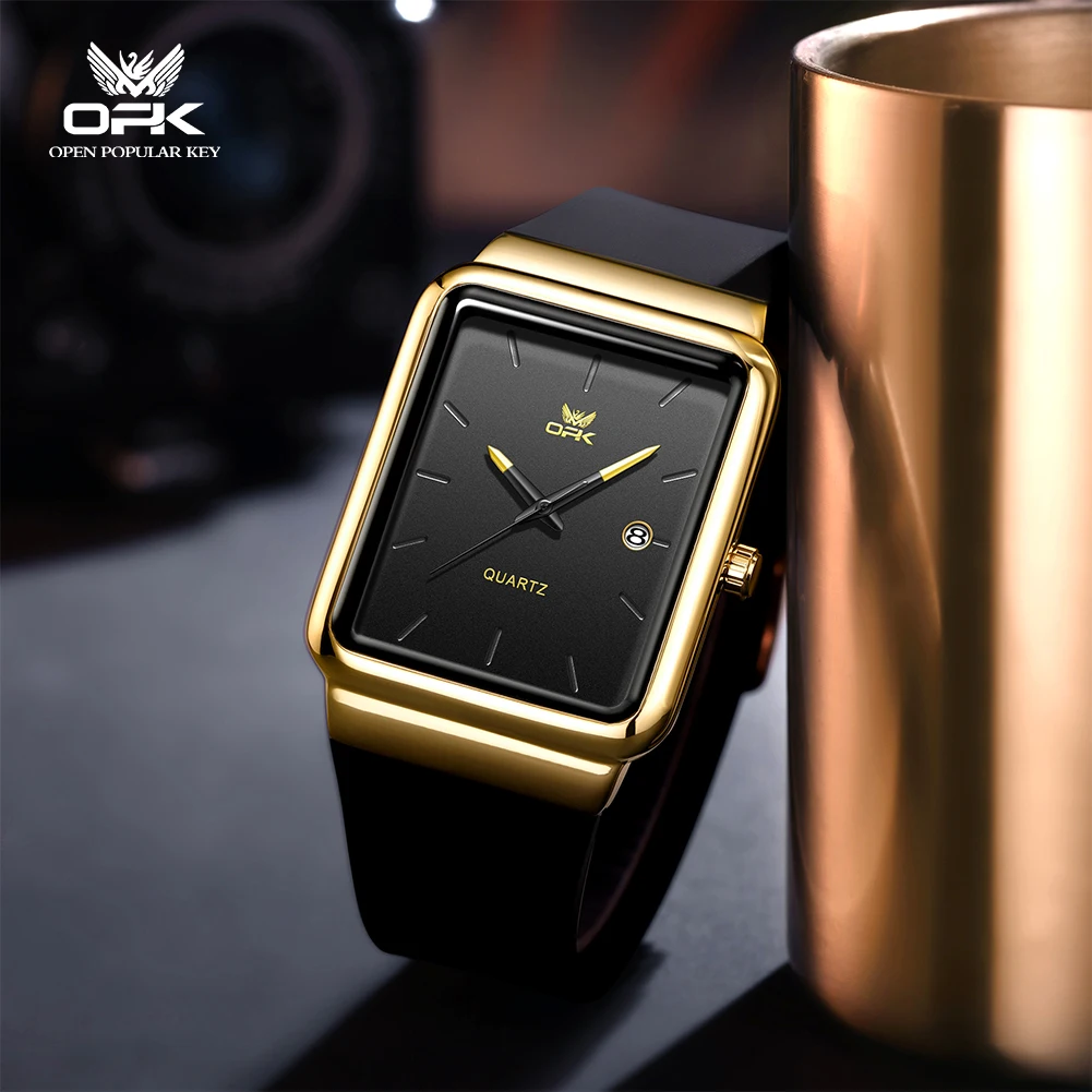 OPK Brand Watch Single Calendar Silicone Strap Men's Watch Casual Simple Waterproof Quartz Watch 8194