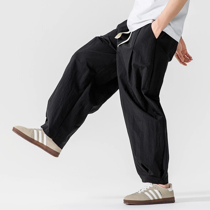 Wide Leg Pants Men Women Harem Pant Summer Light Thin Elastic Waist Straight Trousers Loose Oversize Solid Casual Sweatpants