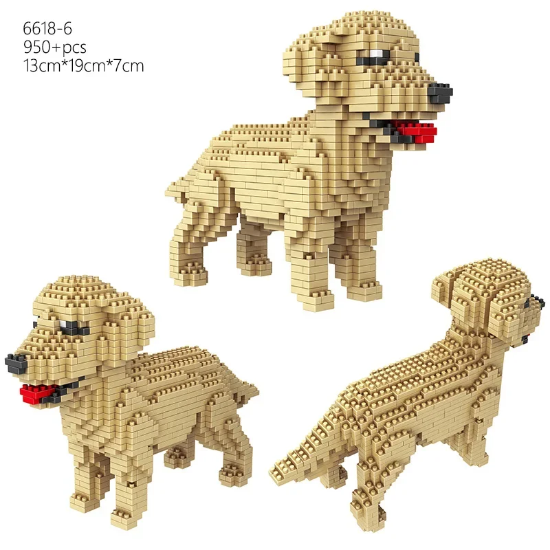 Golden Retriever Micro Mini Toy DIY-model Creatief bouwspel - Blokken met verzamelobject voor huisdieren, uniek cadeau-idee