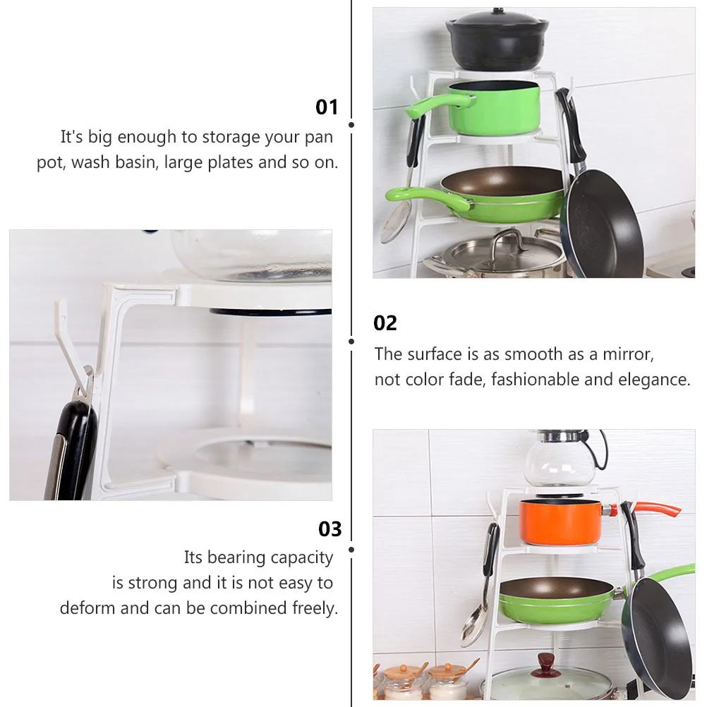 

4 Tier Kitchen Pot Rack Plastic Storage Rack Multi-Layer Shelf Self Assembly Storage Shelf for Kitchen Bathroom Organization