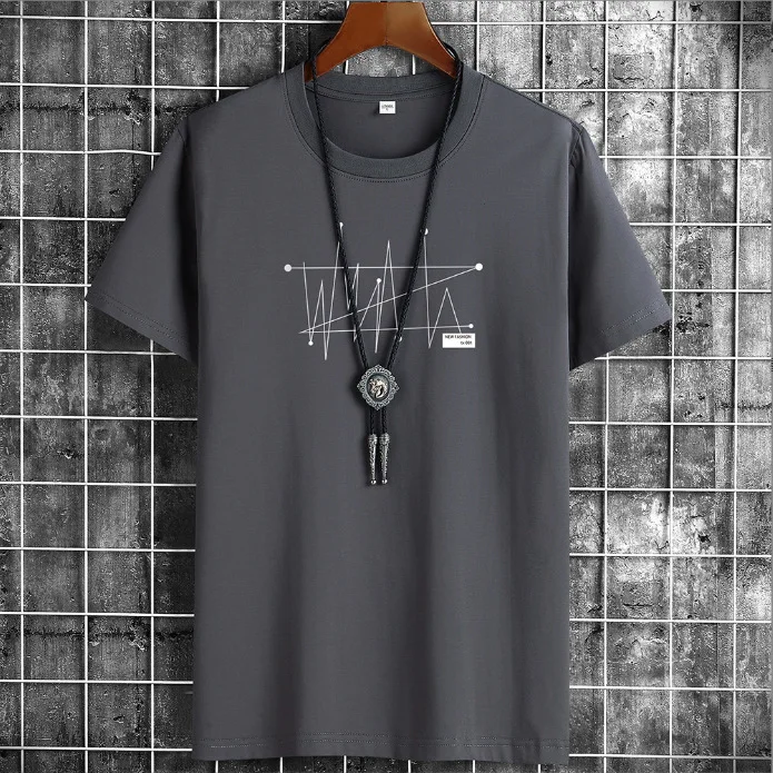 

Men's T-shirt with Oversized Loose and Fashionable Print 100% Cotton T-shirt for Men's Short Sleeved Men's Summer Casual Wear