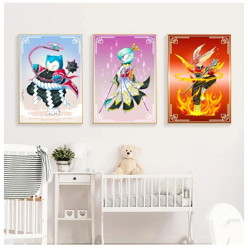 

Anime Pokemon Peripherals Pikachu Gyarados Squirtle Charmander Art Wall Prints Living Room Canvas Painting Decor Posters Gifts