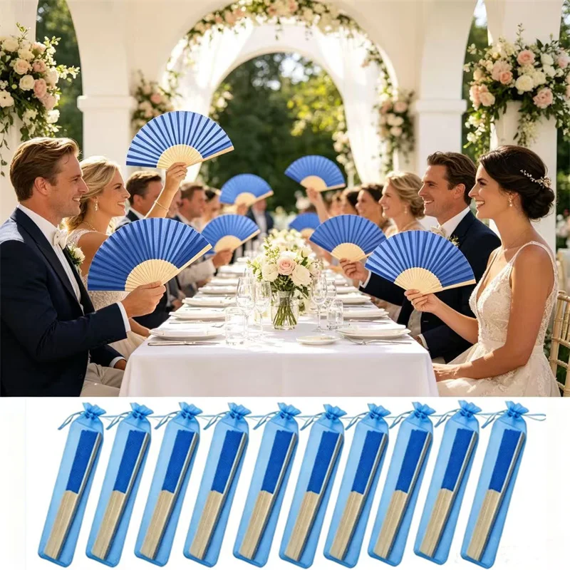 10-60pcs Personalized Engraved Decorative Folding Fan Wedding Handheld Paper Fan with Gift Bag Party Wedding Supplies Souvenir