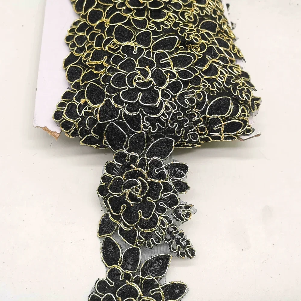 3D 자수 꽃 레이스, 더블 레이어, 모티브 플라워, DIY 레이스 트림, 바느질 브레이드 리본, 6.5cm