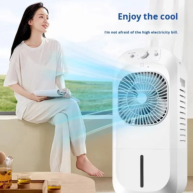 Small Household Electric Plastic Tower Air Conditioner Fan Remote Control Mobile Water Ice Cooling Eco-friendly Class Energy