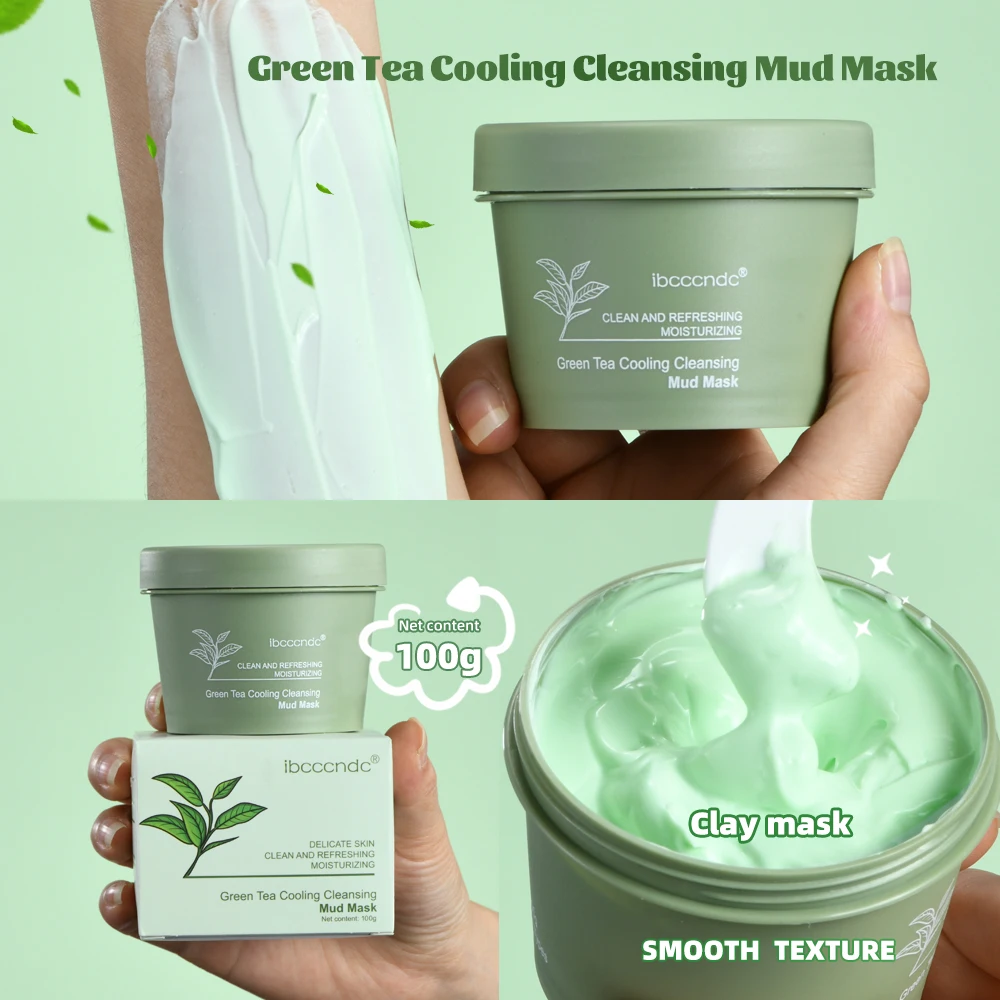 Green Tea Mud Mask Face Clean GreenTea Mask Deep Moisturizing Shrink Pores Blackhead Acne Facial Film  Skin Care Product