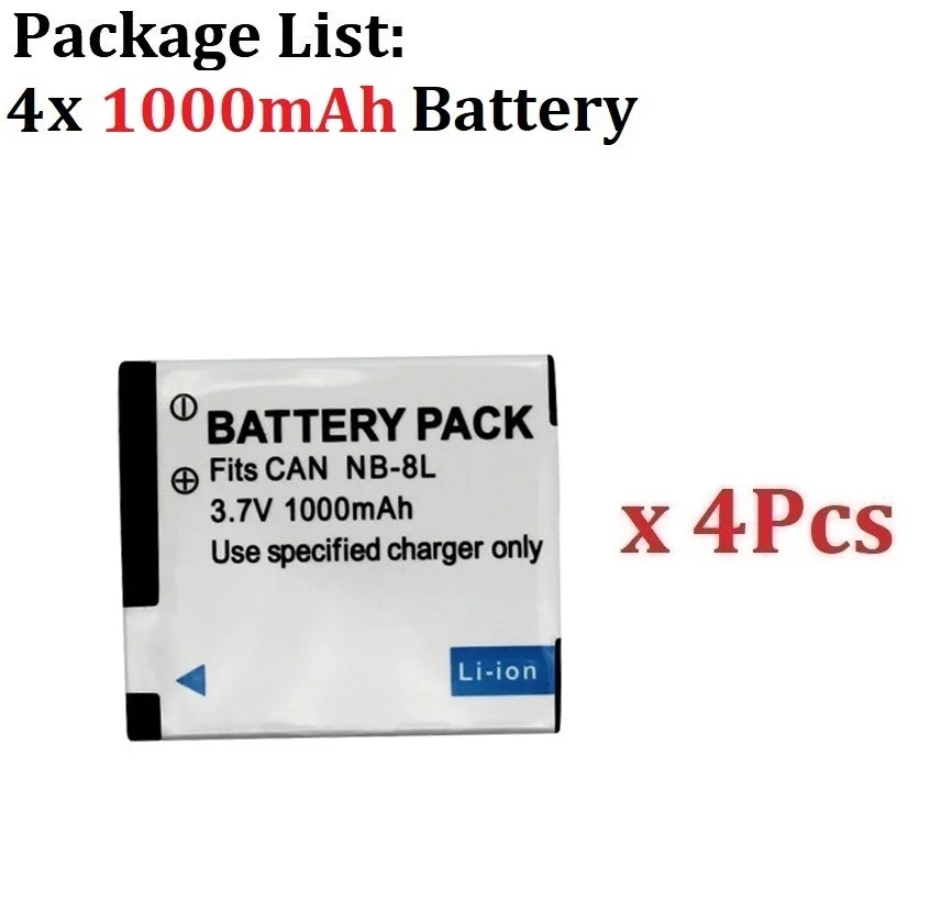 3.7V 1000mAh NB-8L NB 8L NB8L Li-ion Digital Camera Battery + Charger For Canon PowerShot A3300 A3200 A3100 A3000 A2200 A1200 IS image 3