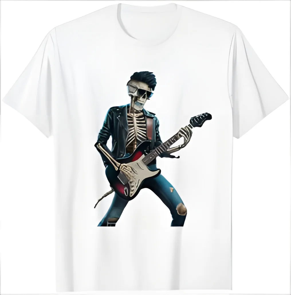 

Skeleton Guitar Player Halloween Costume Guitarist Musician T-Shirt