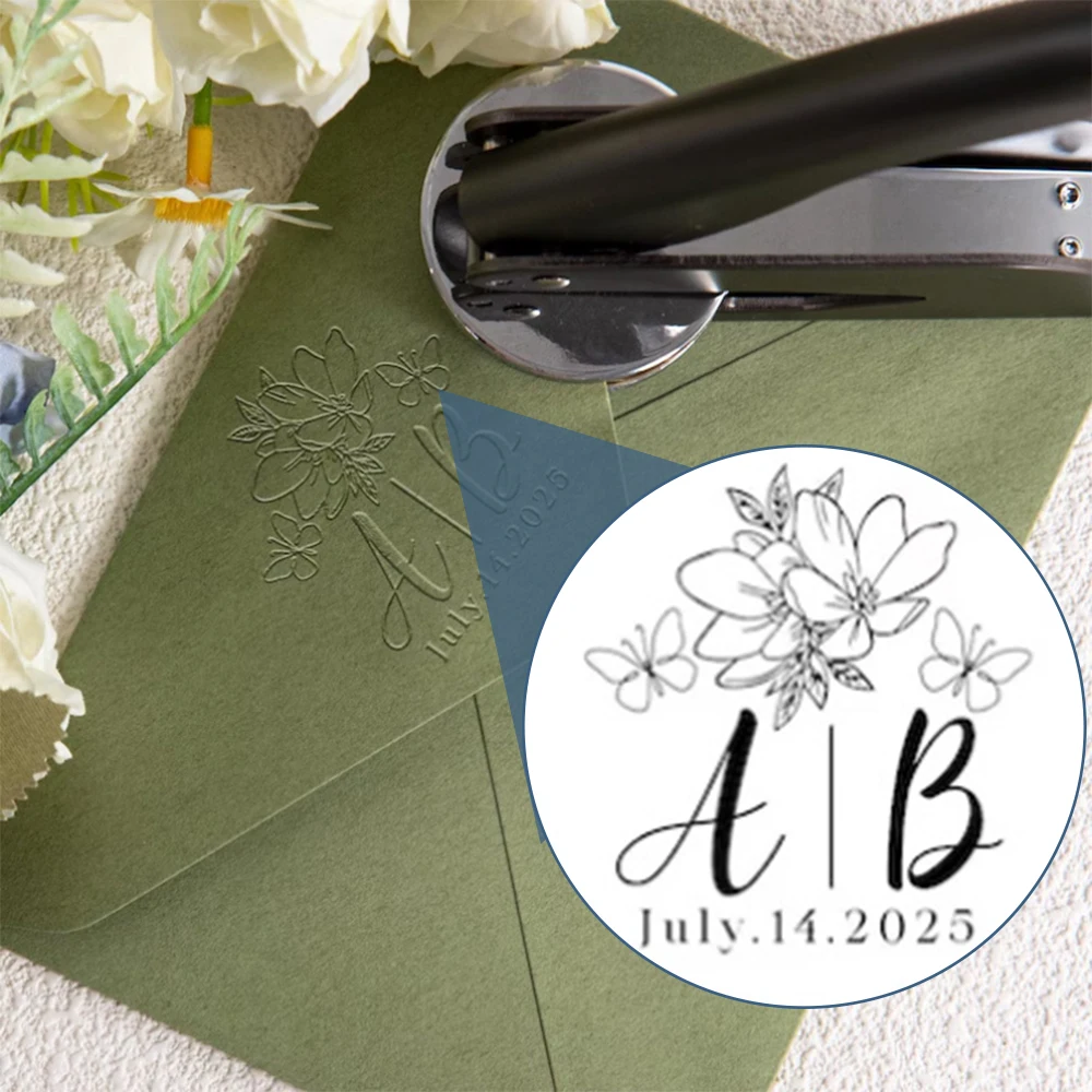 

2025 NEW Custom Embosser Stamps Flower Theme Embossed Stamp Personalized Logo Design Stamps for Wedding Library Book Seals