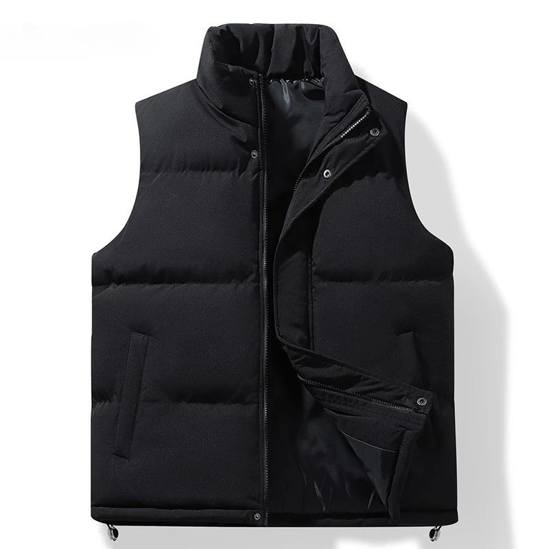 

Новый мужской зимний хлопковый жилет 2025, свободный крой, теплый утолщенный воротник-стойка, повседневный жилет без рукавов, верхняя одежда