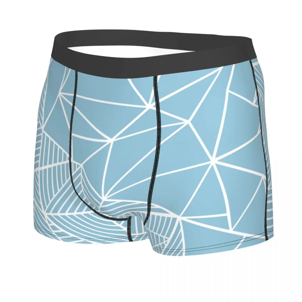 Custom Abstraction Half And Half Blue Underwear Men Print Geometric Boxer Shorts Panties Briefs Breathable Underpants