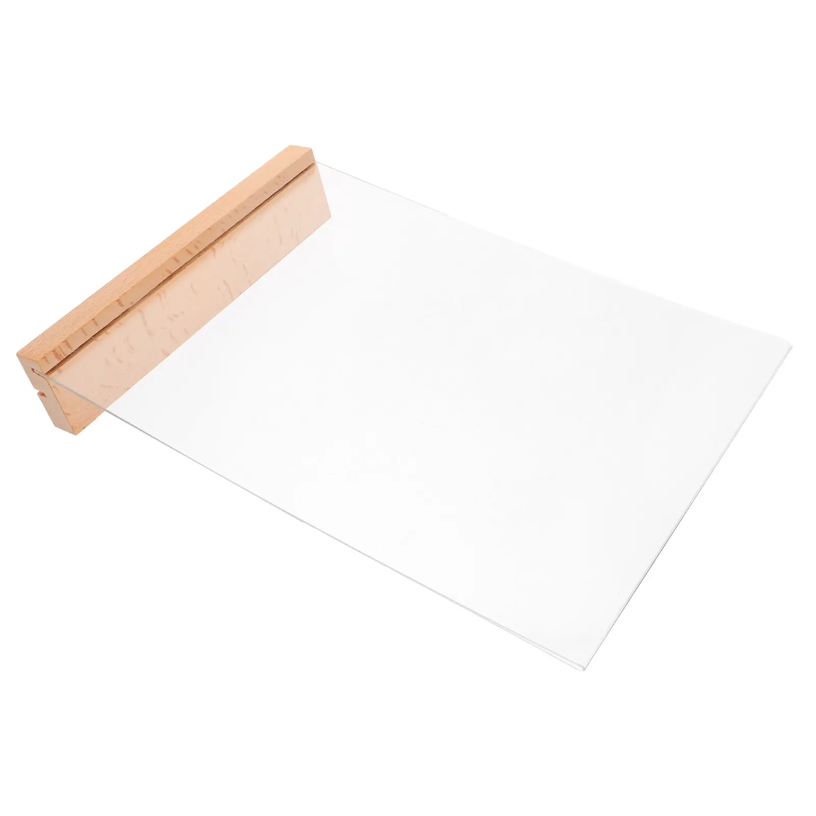 Acrylic Photo Stand Holder with Natural Wood Base Sturdy Tabletop Display Sign for Menu Cards Promotional Ads Notice Board