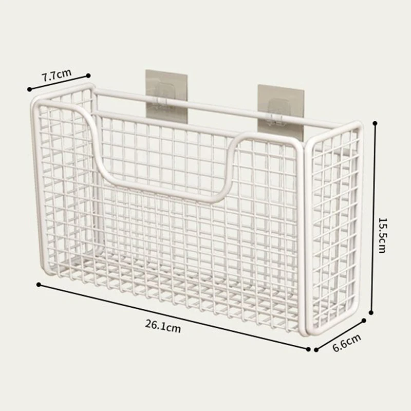Door Storage Box Iron Rack Wall-mounted Cabinet Plastic Wrap Rack Bathroom Refrigerator Rack Punch-free Kitchen Cabinet