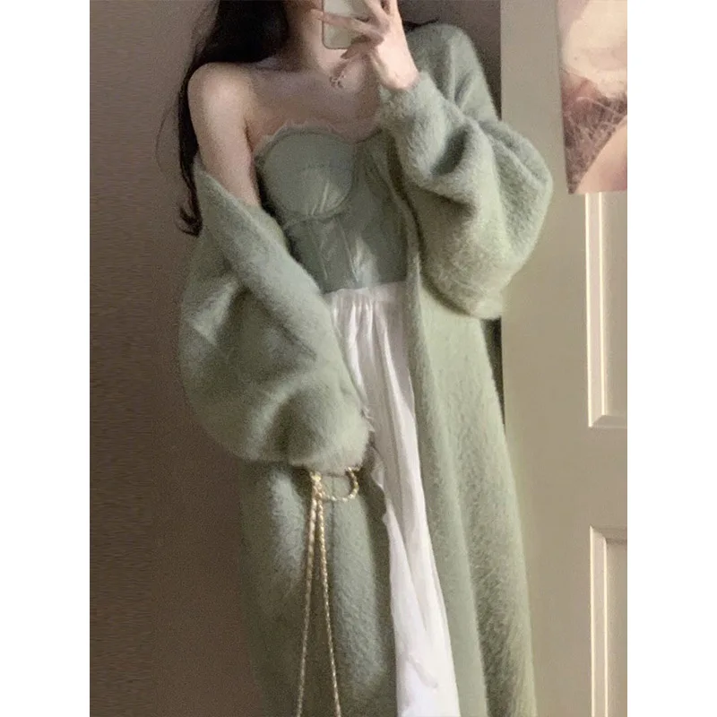 Long Plush Coat For Women, Loose And Gentle, Knitted Cardigan Coat, Autumn And Winter 2023, Warm And Temperament