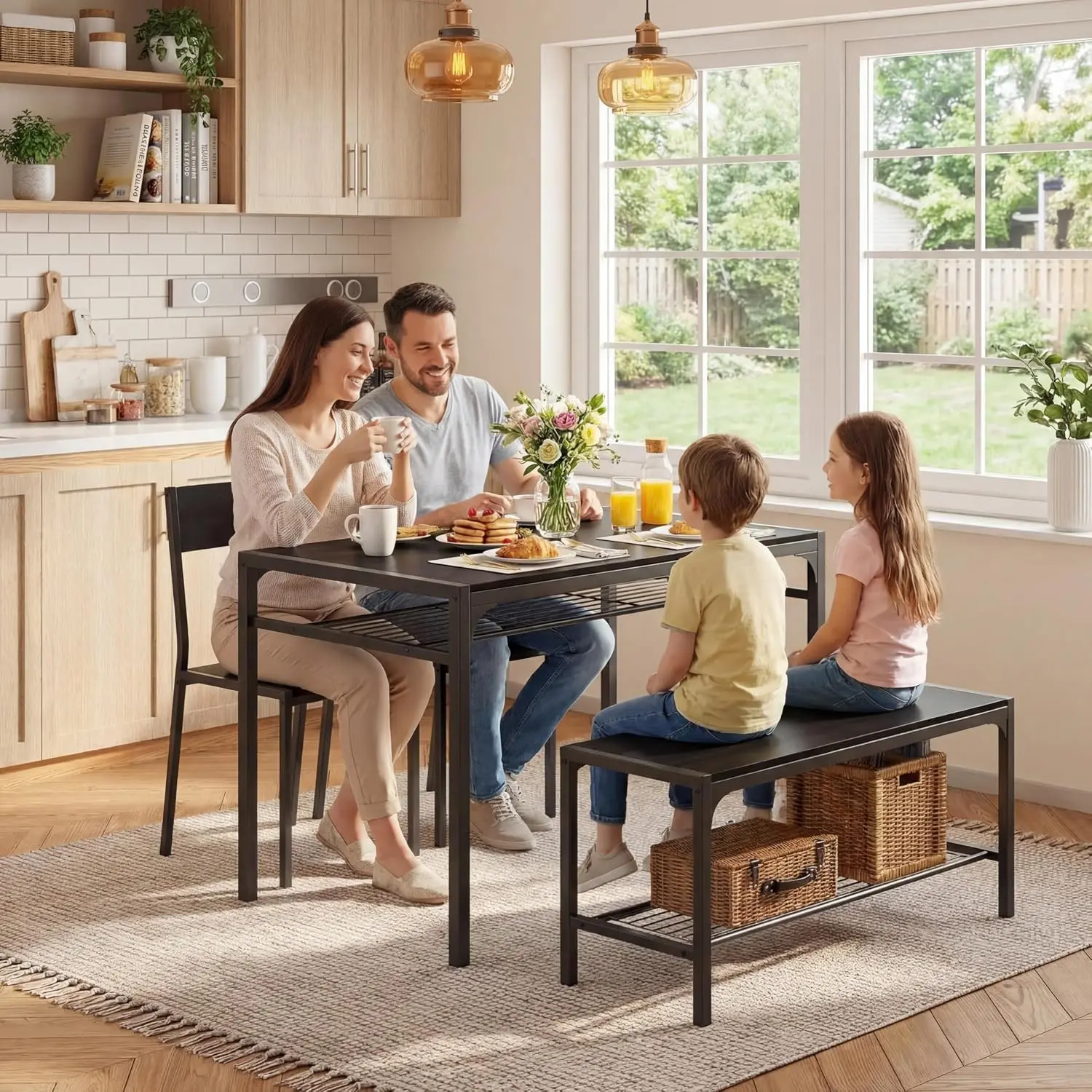 4-Person Dining Table Set with Chairs, Compact Kitchen Furniture for Small Spaces, Customized