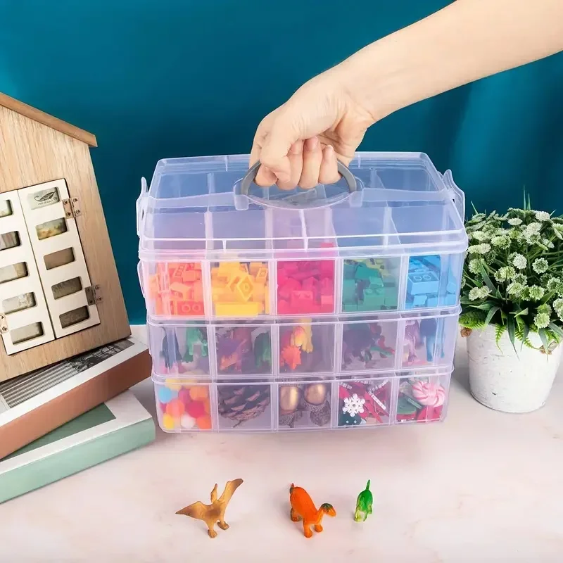 

Transparent Storage Boxes Stackable Adjustable Compartments Toy Container Plastic Sewing Supplies Organizers Home Storage Tools