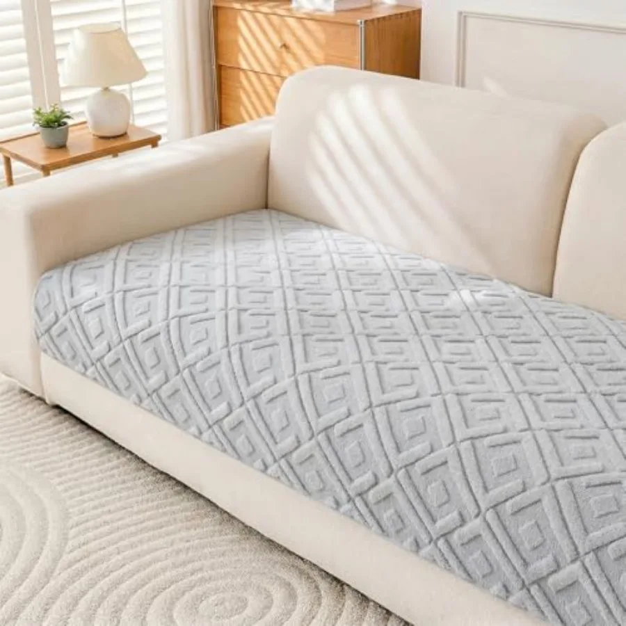 Couch Cover for Dogs Non Slip Washable Plush Sofa Protector Grey