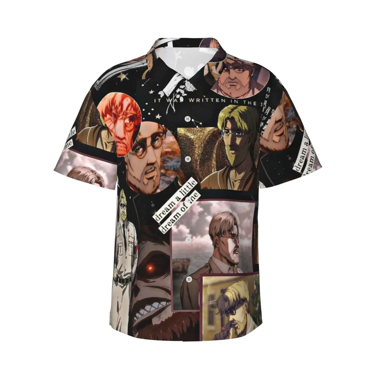 

Мужские рубашки в стиле аниме «Атака Титанов» Zeke Yeager, гавайская рубашка с короткими рукавами, забавные топы с лацканами для летнего пляжа