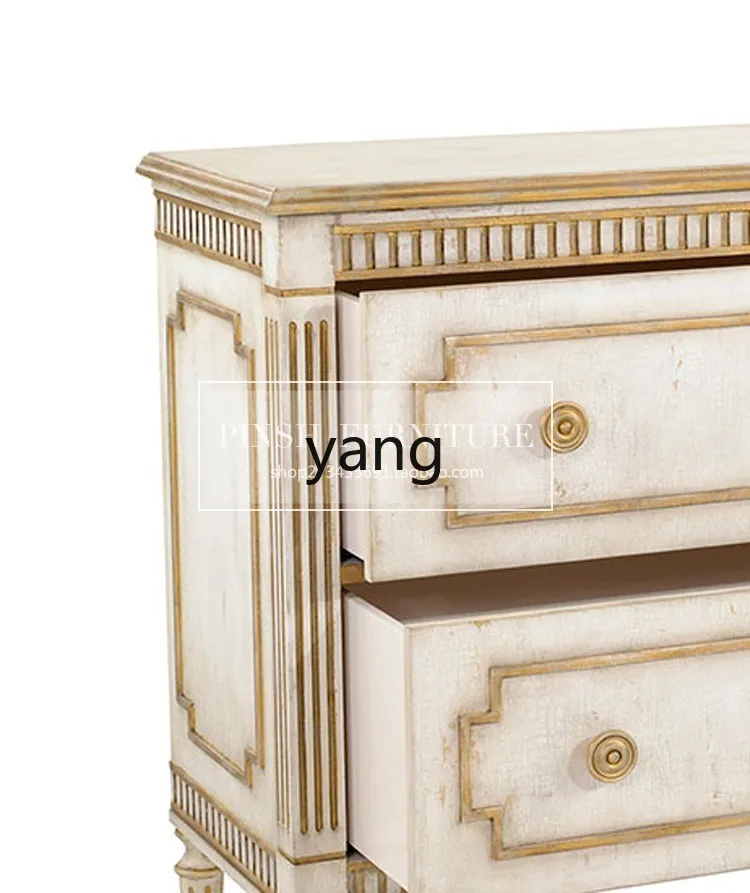 Yhl Cabinet Chest of Drawer Classical Gold Painting Distressed Entrance Cabinet Sideboard